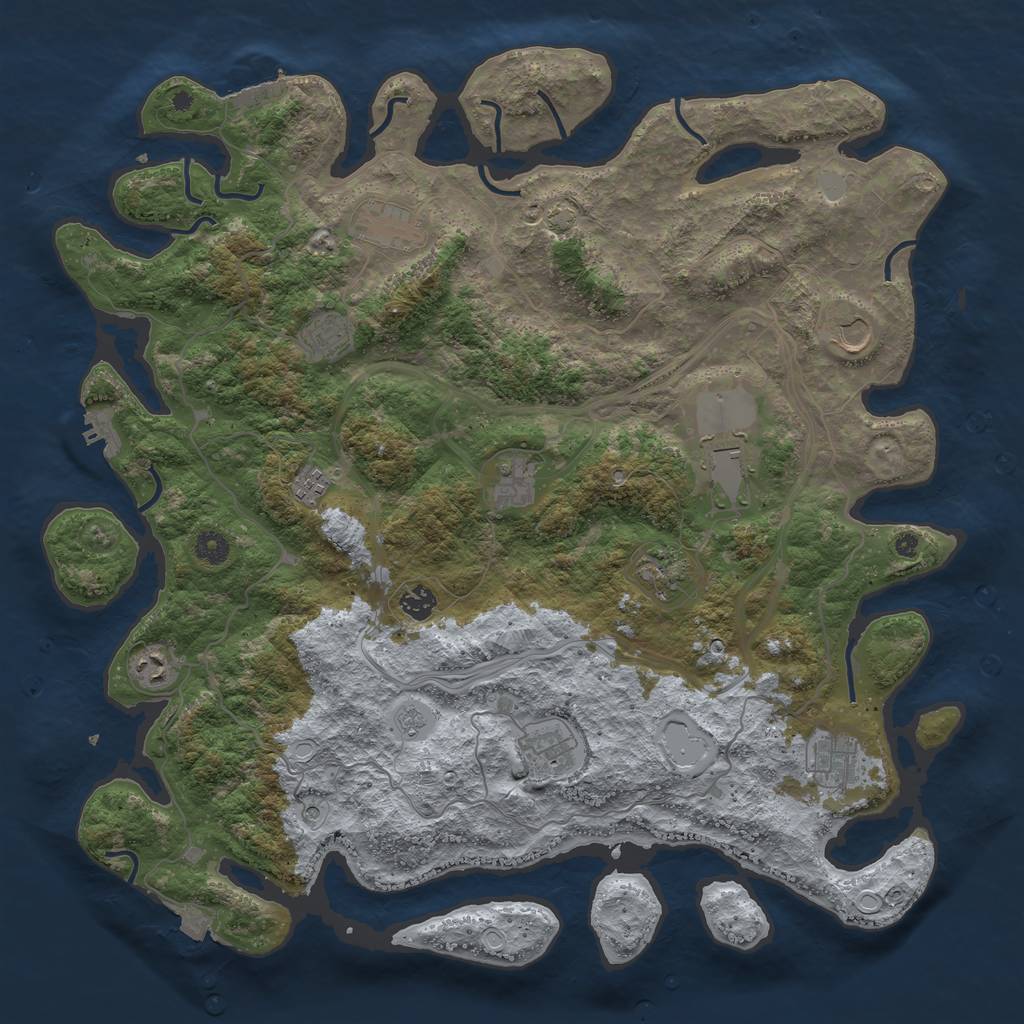 Rust Map: Procedural Map, Size: 4500, Seed: 1498728892, 19 Monuments