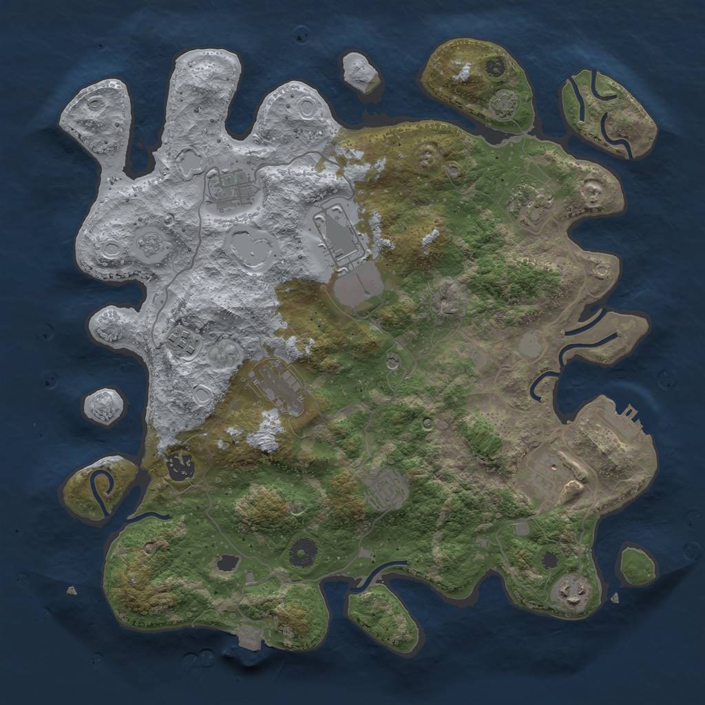 Rust Map: Procedural Map, Size: 3700, Seed: 688016965, 16 Monuments