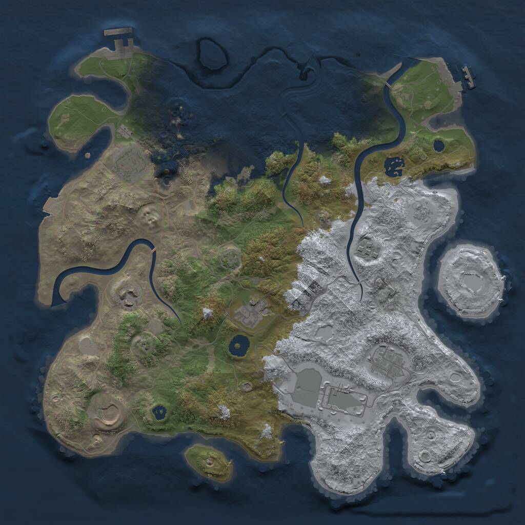 Rust Map: Procedural Map, Size: 3750, Seed: 340134575, 15 Monuments