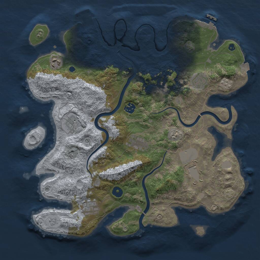 Rust Map: Procedural Map, Size: 3750, Seed: 2039261597, 15 Monuments