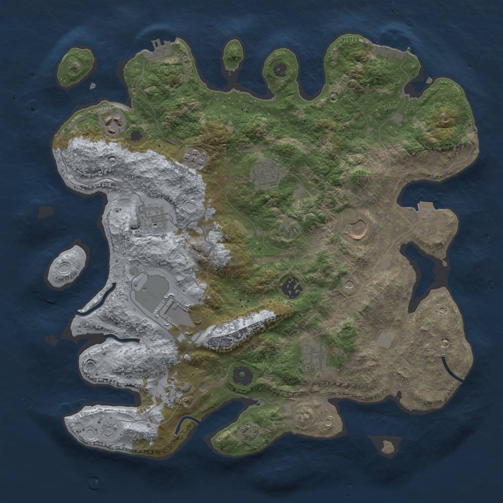 Rust Map: Procedural Map, Size: 3750, Seed: 2039261597, 17 Monuments