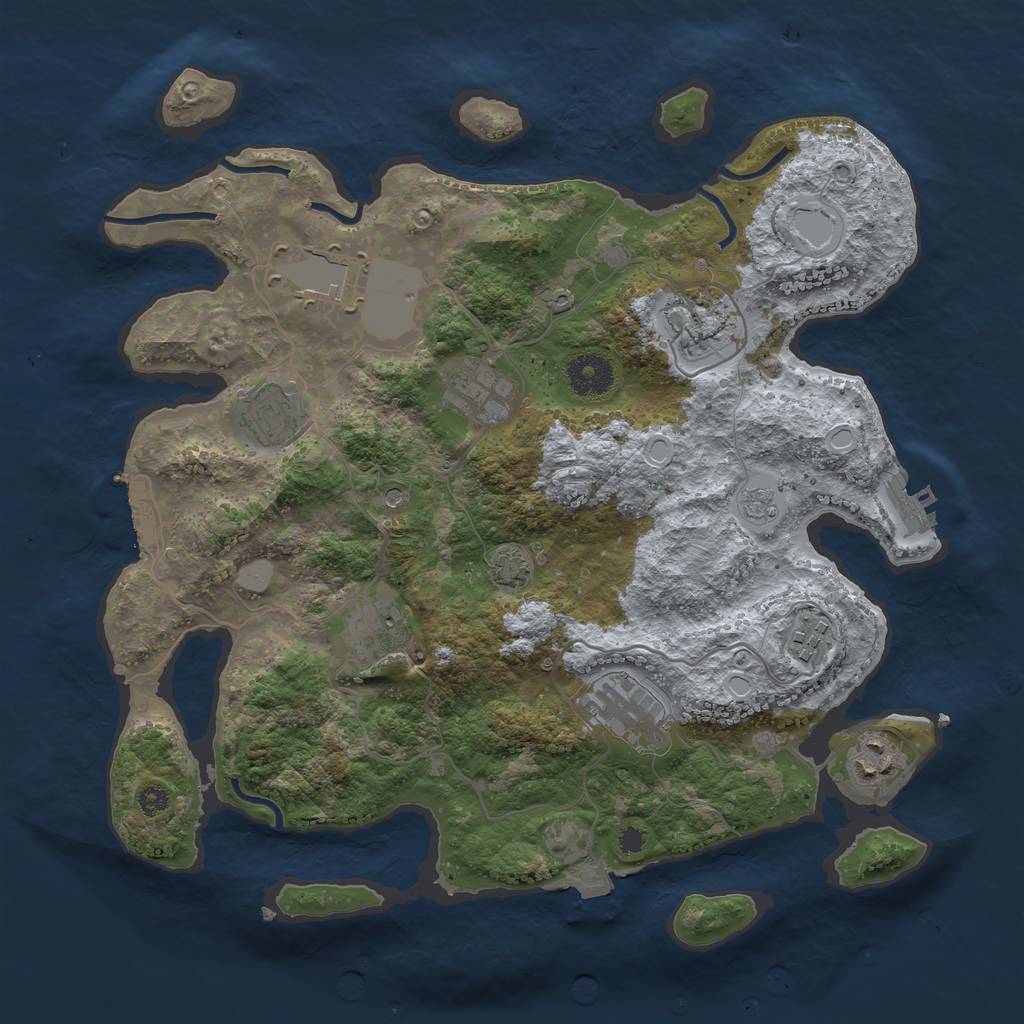 Rust Map: Procedural Map, Size: 3500, Seed: 227621294, 16 Monuments