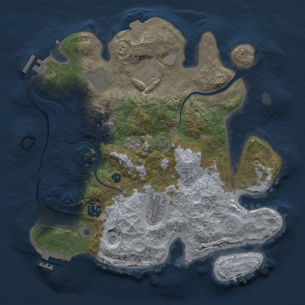 Rust Map: Procedural Map, Size: 3200, Seed: 1719145549, 11 Monuments