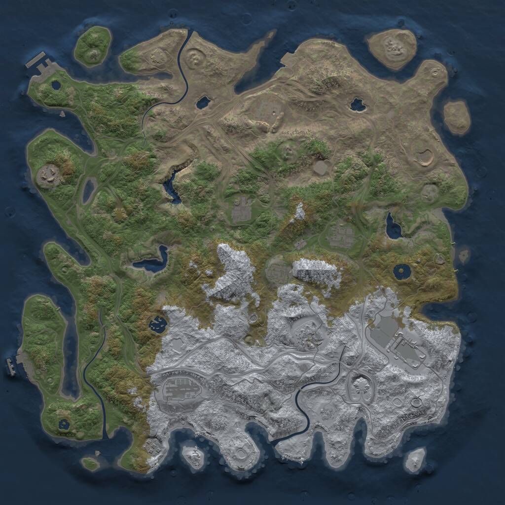 Rust Map: Procedural Map, Size: 4500, Seed: 1745098409, 17 Monuments