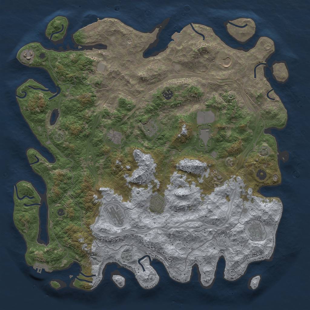 Rust Map: Procedural Map, Size: 4500, Seed: 1745098409, 19 Monuments