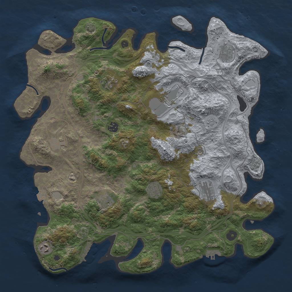 Rust Map: Procedural Map, Size: 4250, Seed: 702414900, 18 Monuments