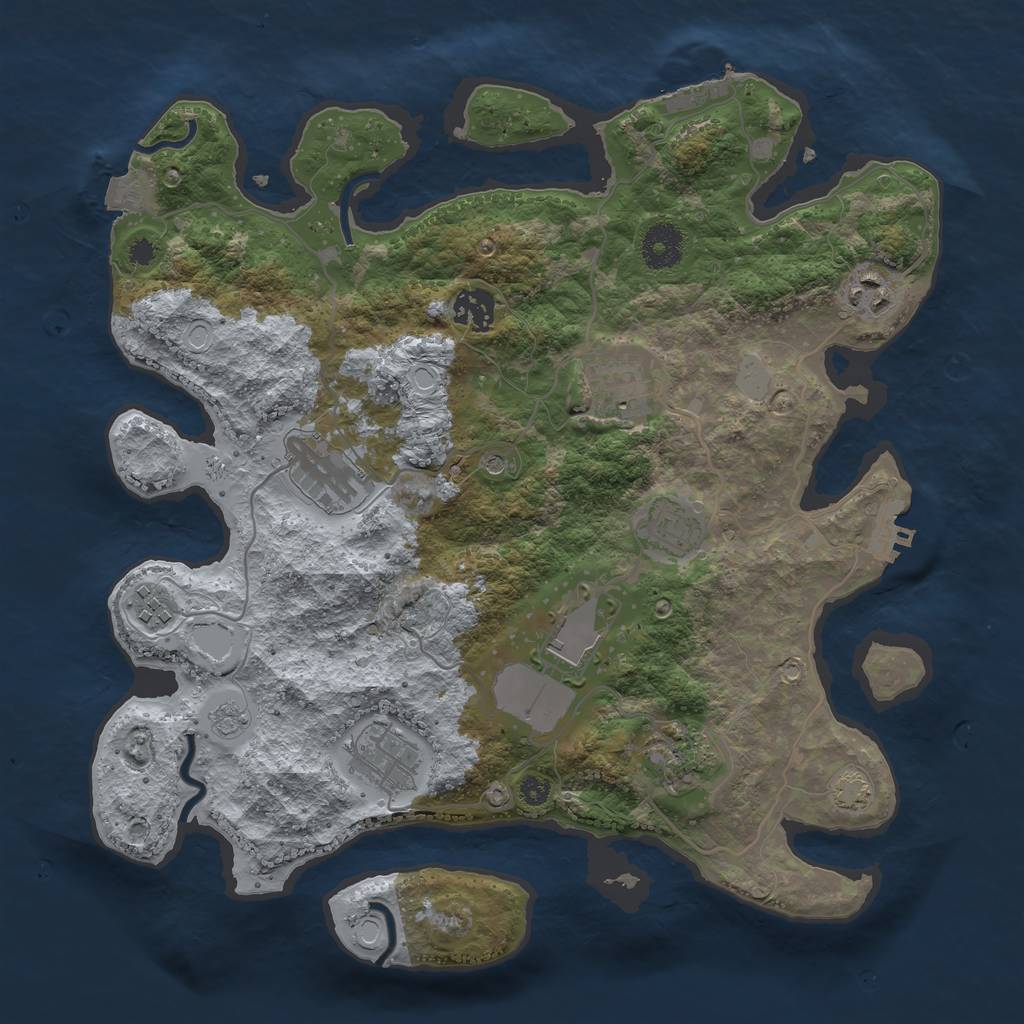 Rust Map: Procedural Map, Size: 3500, Seed: 2100008342, 17 Monuments