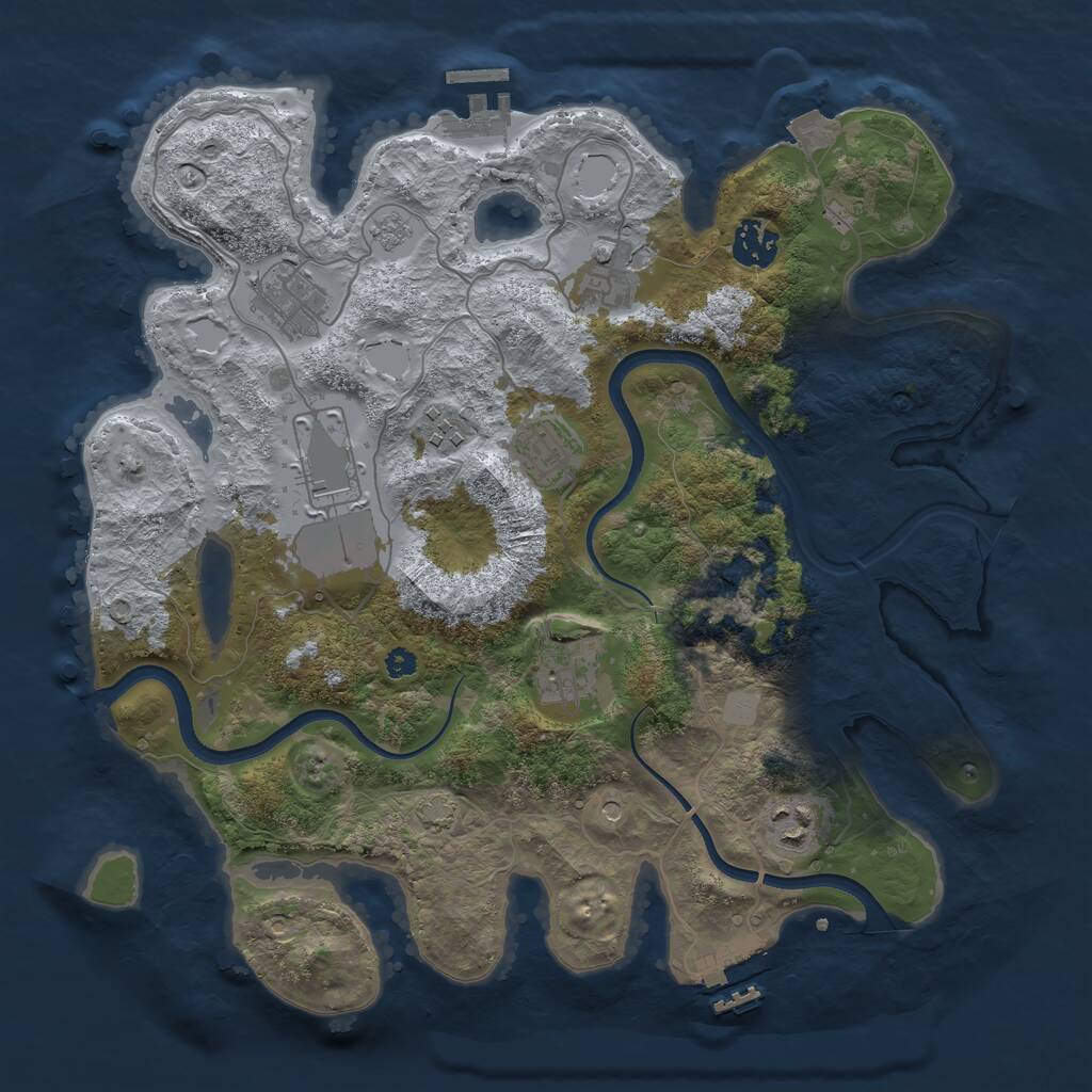 Rust Map: Procedural Map, Size: 3500, Seed: 1232794741, 14 Monuments