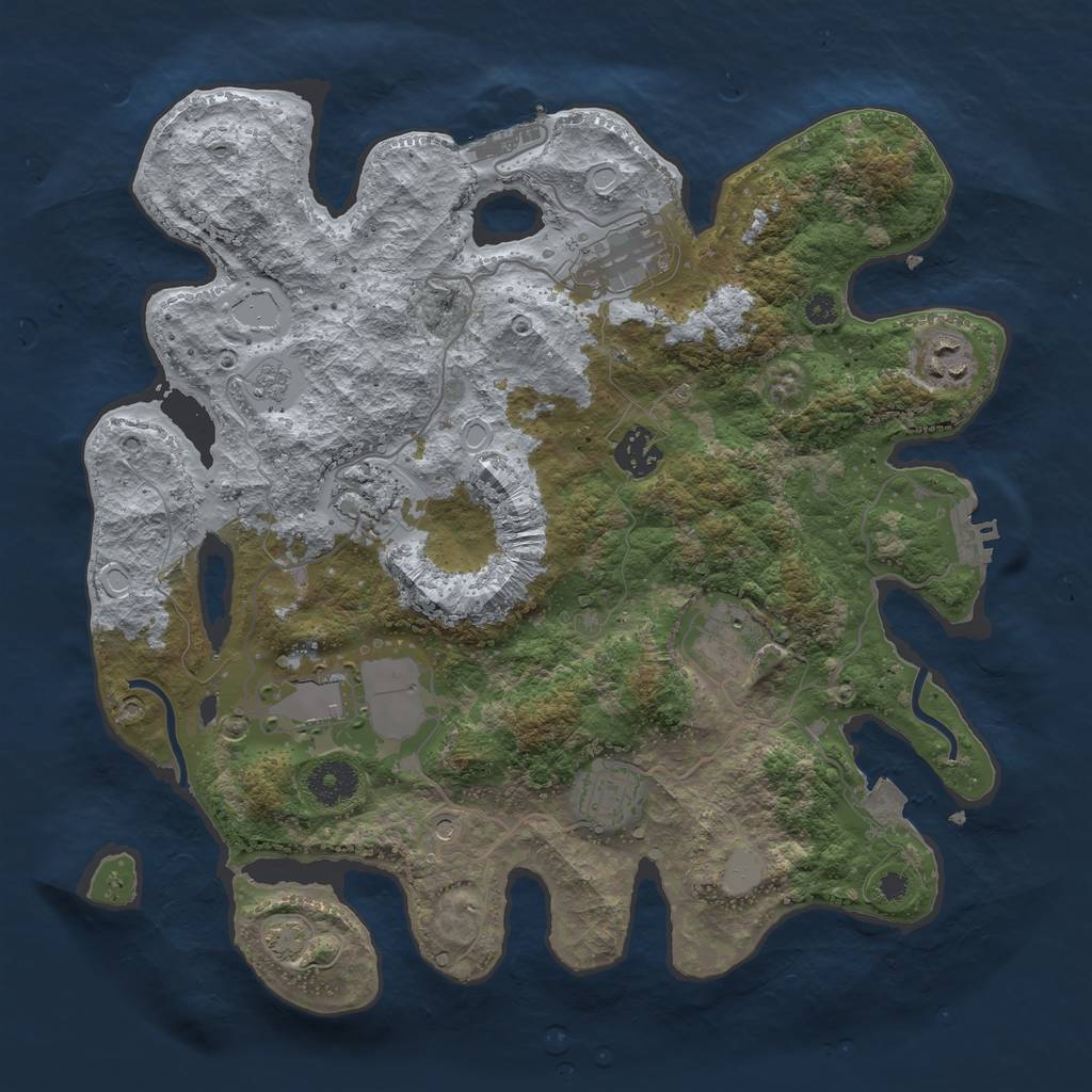 Rust Map: Procedural Map, Size: 3500, Seed: 1232794741, 15 Monuments