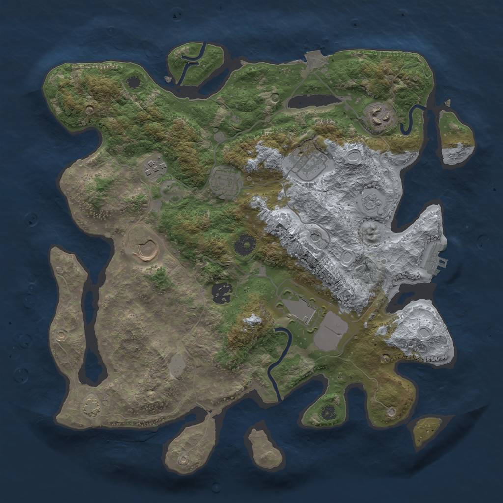 Rust Map: Procedural Map, Size: 3500, Seed: 1675698912, 14 Monuments
