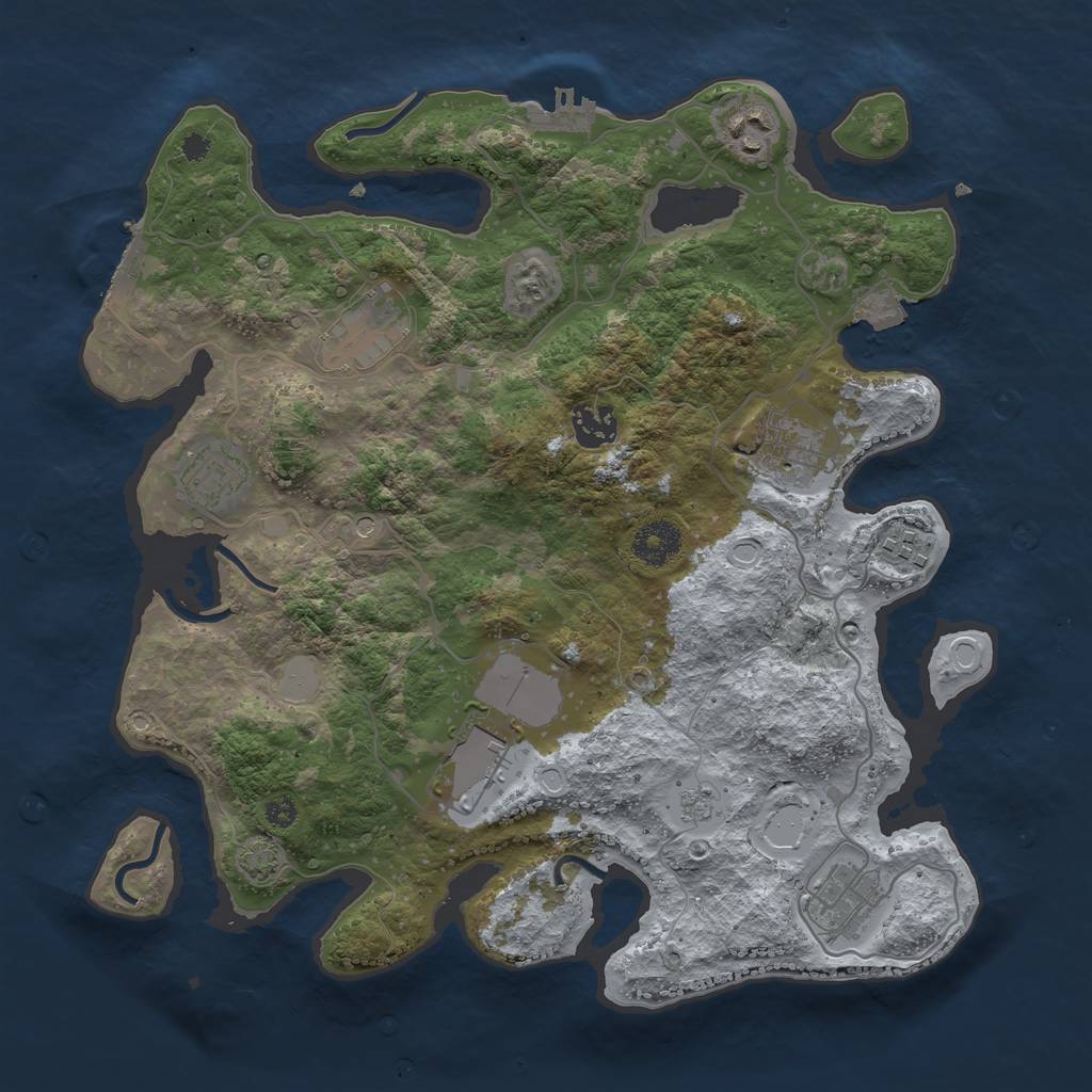 Rust Map: Procedural Map, Size: 3500, Seed: 12650523, 16 Monuments