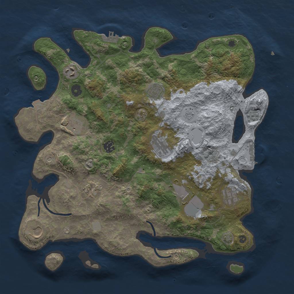 Rust Map: Procedural Map, Size: 3850, Seed: 773254669, 18 Monuments