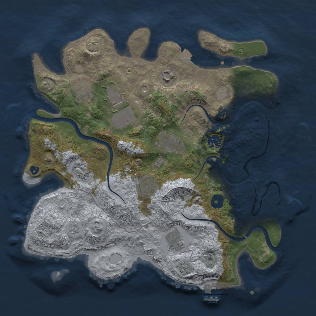 Rust Map: Procedural Map, Size: 3500, Seed: 967040352, 15 Monuments