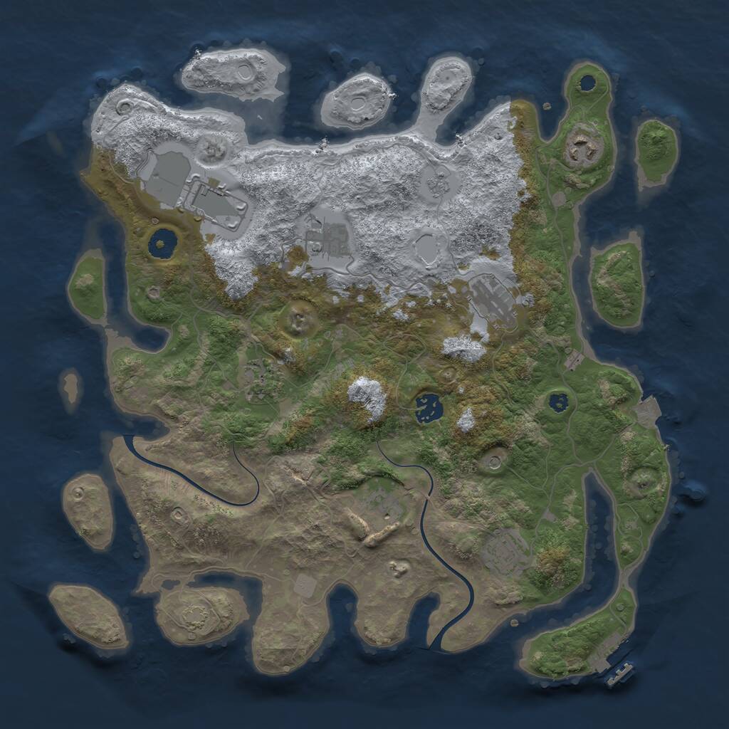 Rust Map: Procedural Map, Size: 3750, Seed: 831156187, 13 Monuments