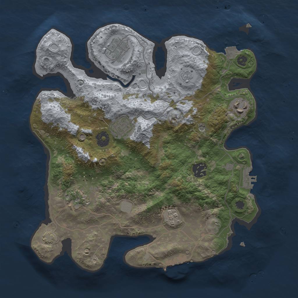 Rust Map: Procedural Map, Size: 3000, Seed: 816687376, 14 Monuments
