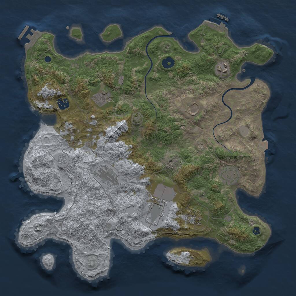 Rust Map: Procedural Map, Size: 3750, Seed: 322084638, 14 Monuments