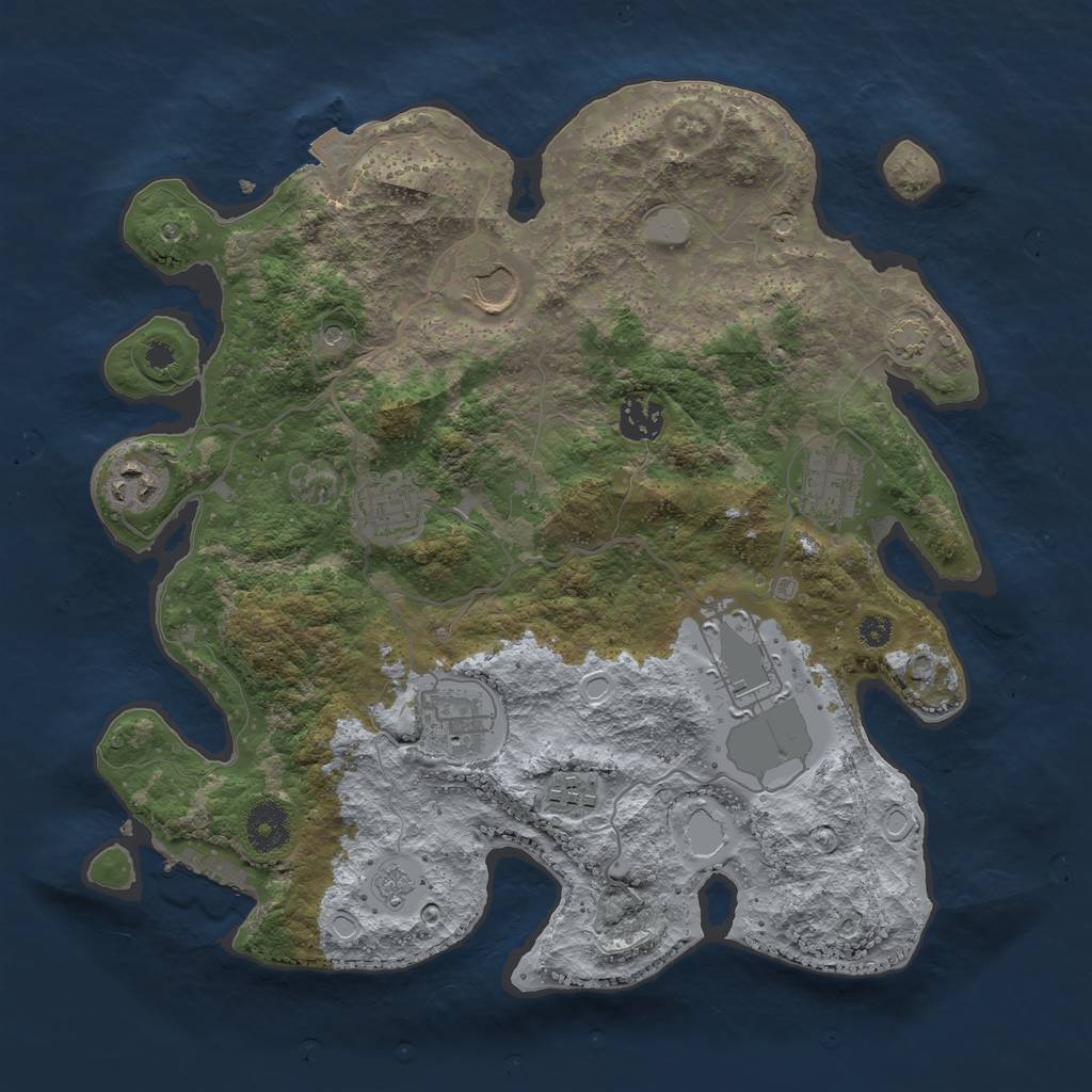 Rust Map: Procedural Map, Size: 3500, Seed: 1275180496, 15 Monuments