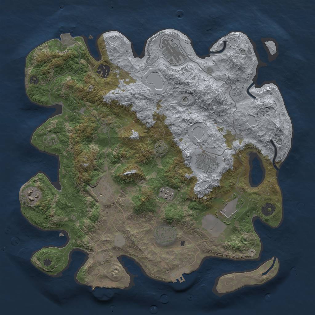Rust Map: Procedural Map, Size: 3500, Seed: 928674244, 16 Monuments