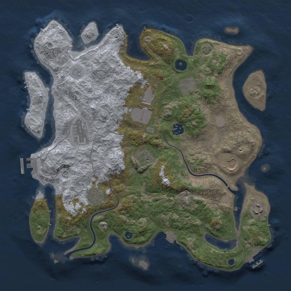 Rust Map: Procedural Map, Size: 3750, Seed: 1423131450, 14 Monuments