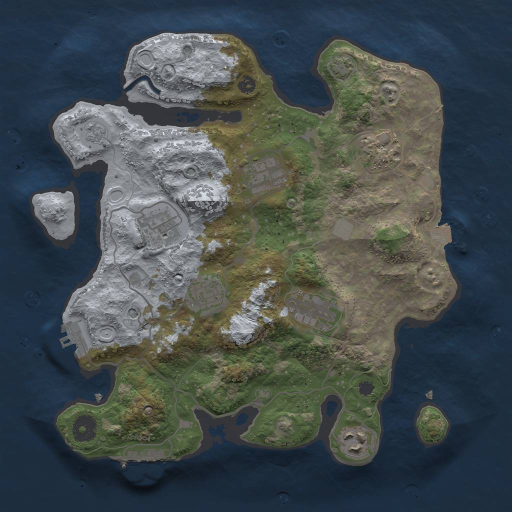 Rust Map: Procedural Map, Size: 3000, Seed: 2458455, 14 Monuments