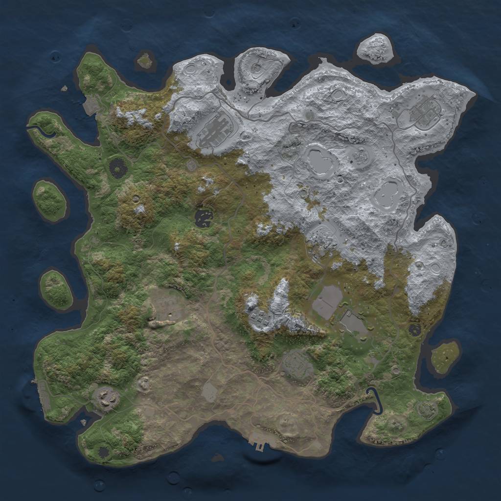 Rust Map: Procedural Map, Size: 4000, Seed: 2010027778, 17 Monuments