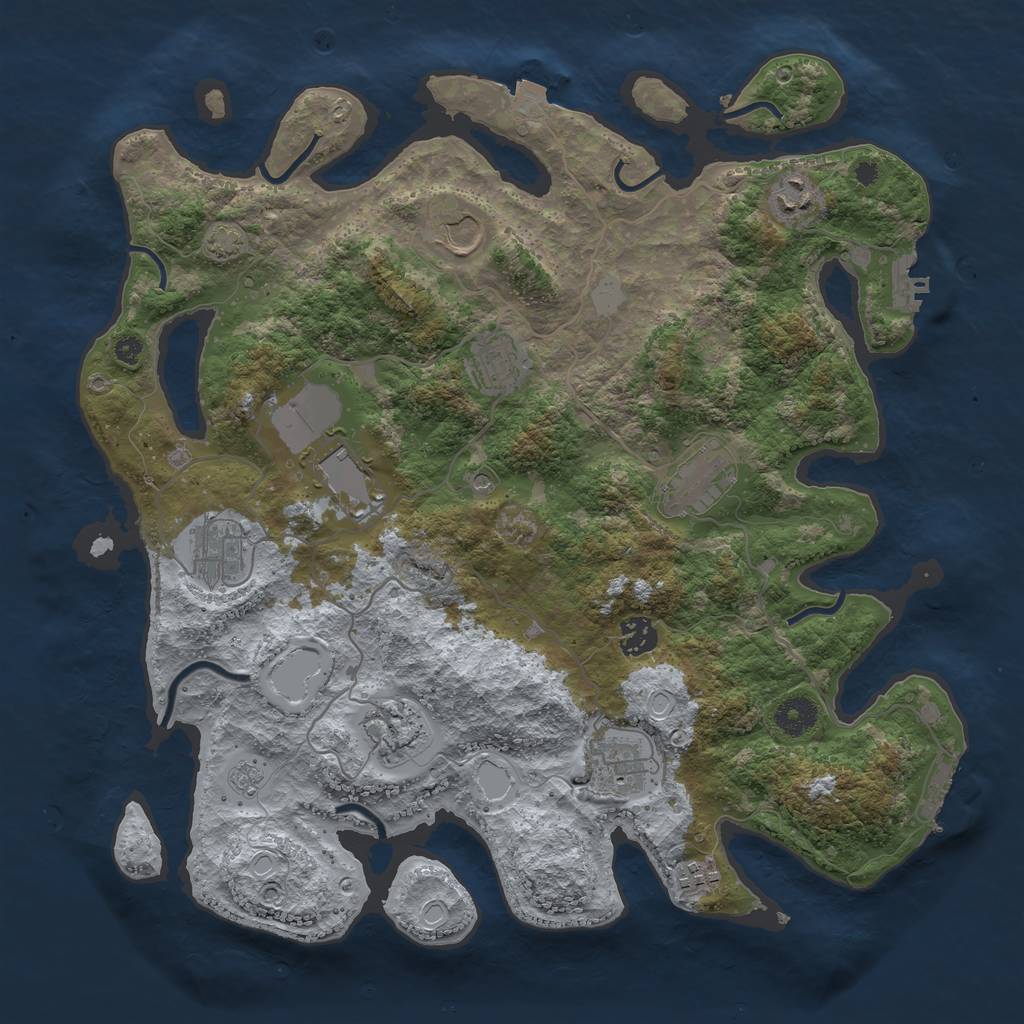 Rust Map: Procedural Map, Size: 3850, Seed: 445083076, 18 Monuments