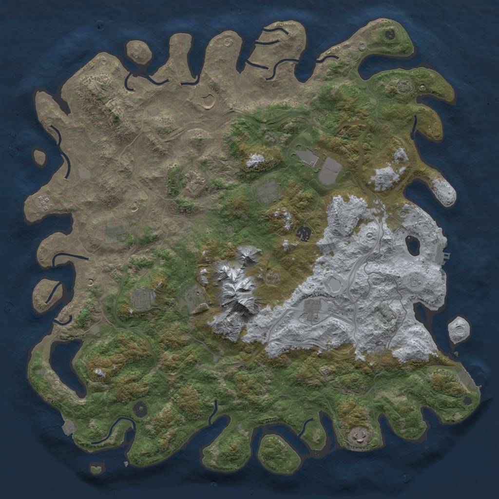 Rust Map: Procedural Map, Size: 5000, Seed: 8888877, 19 Monuments