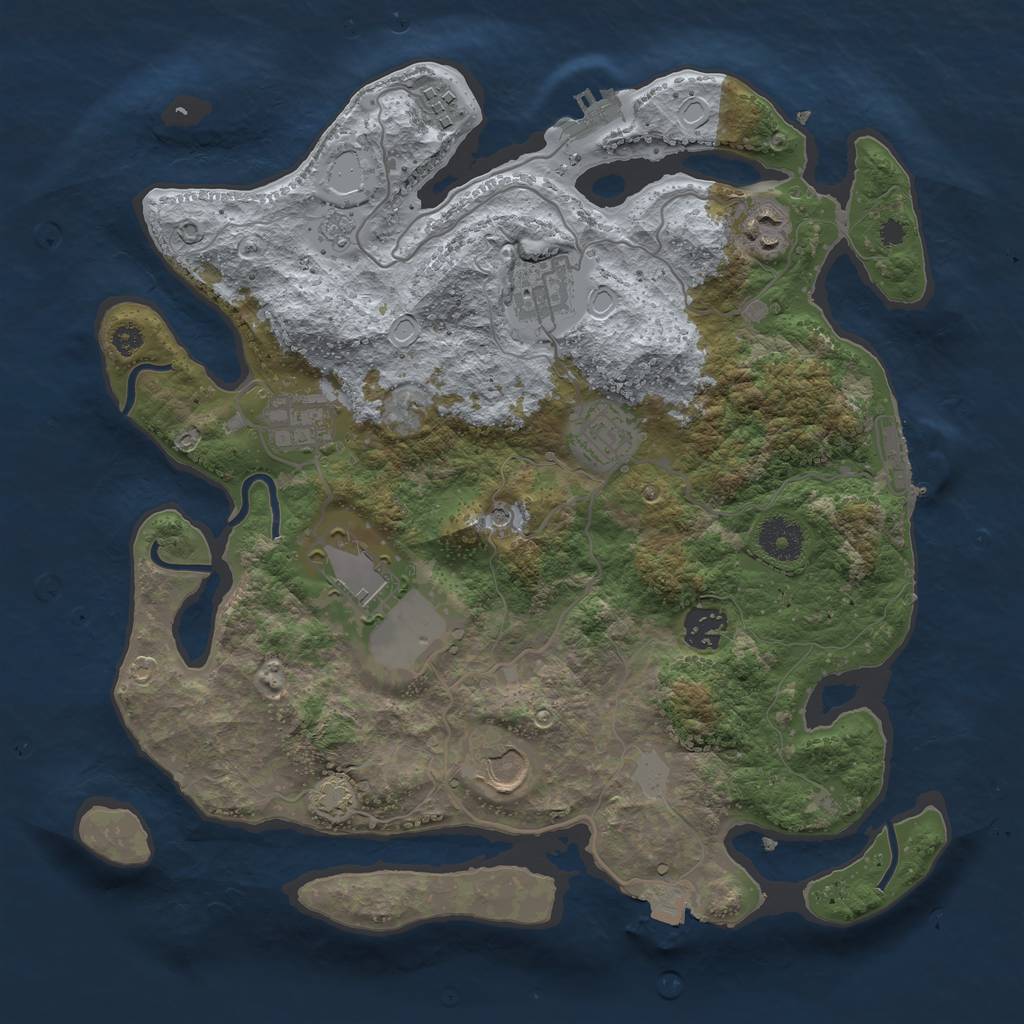 Rust Map: Procedural Map, Size: 3500, Seed: 763847641, 16 Monuments
