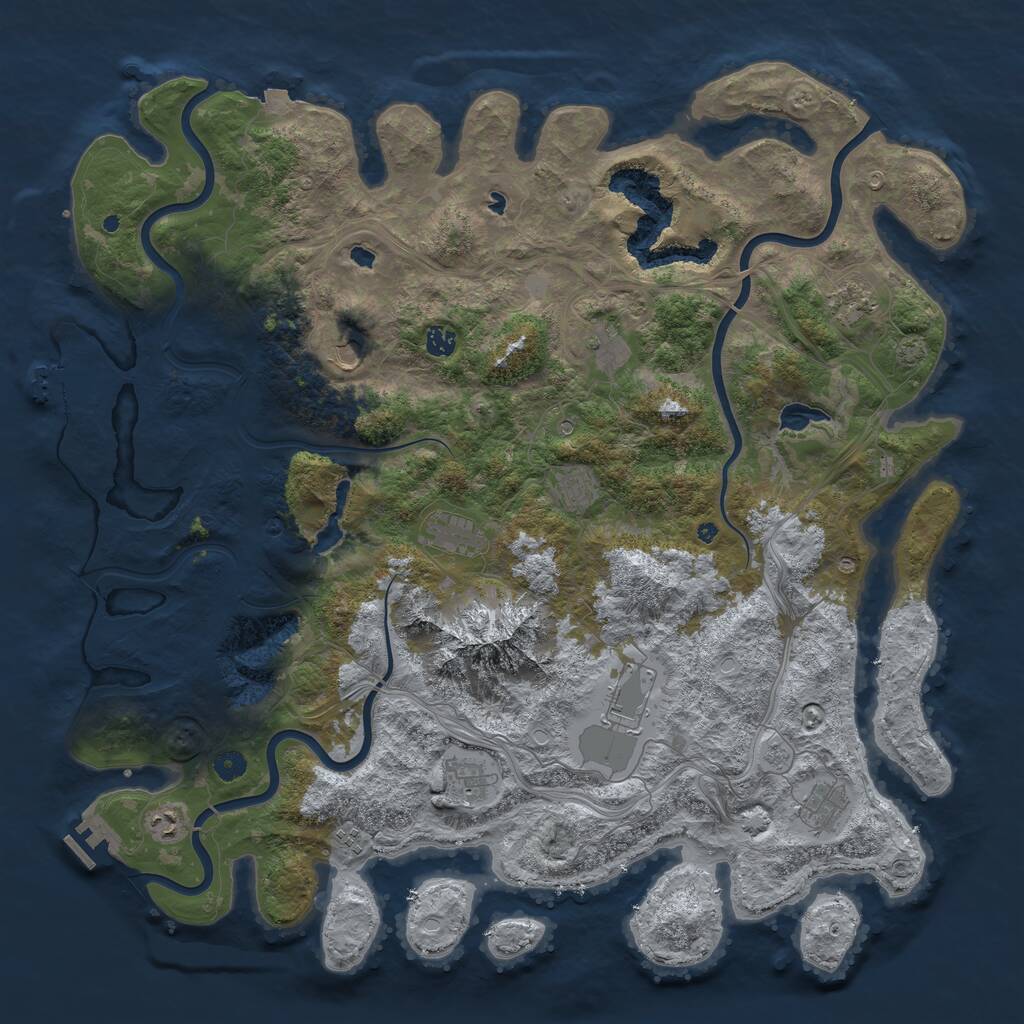 Rust Map: Procedural Map, Size: 5000, Seed: 617672355, 17 Monuments