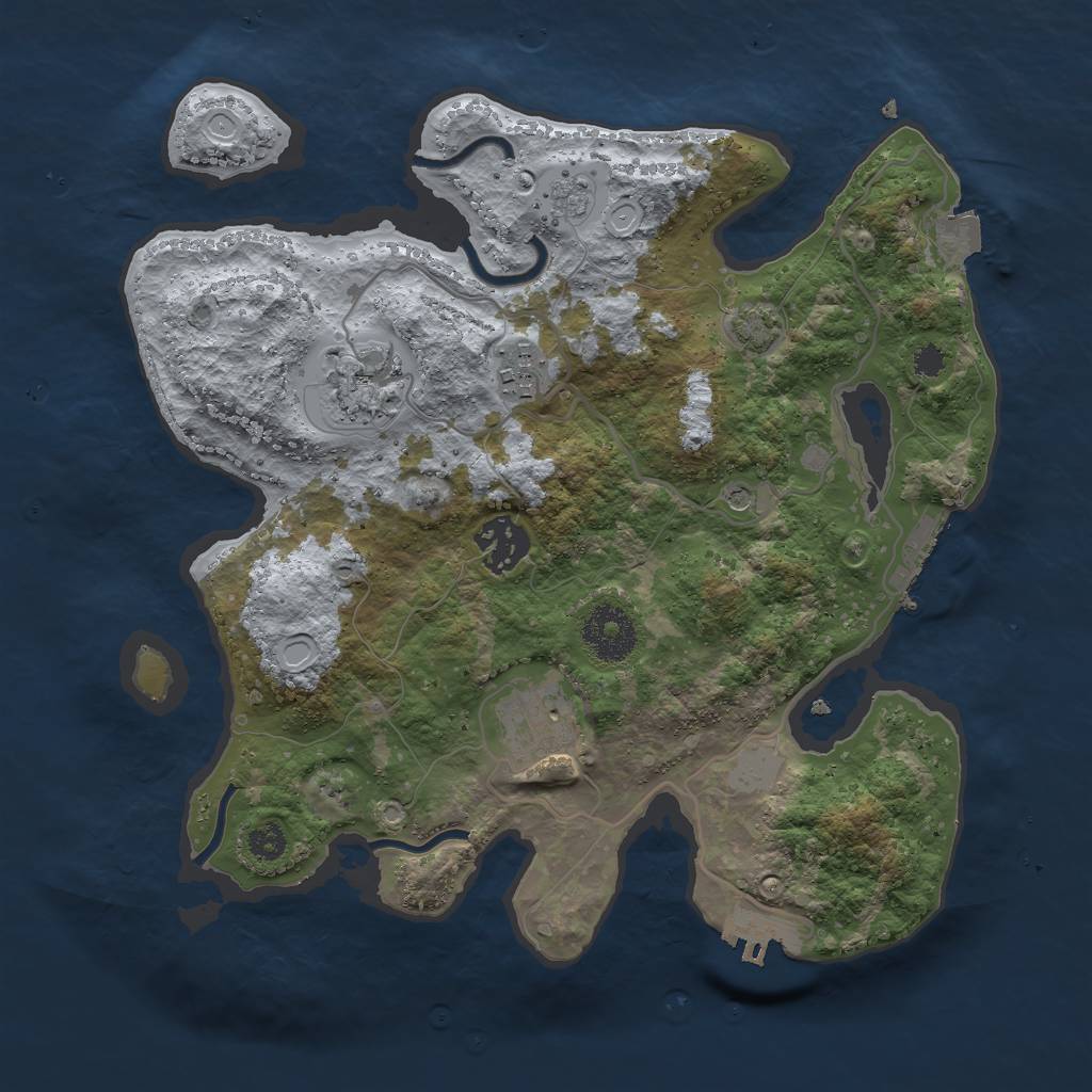 Rust Map: Procedural Map, Size: 3000, Seed: 1409594550, 12 Monuments