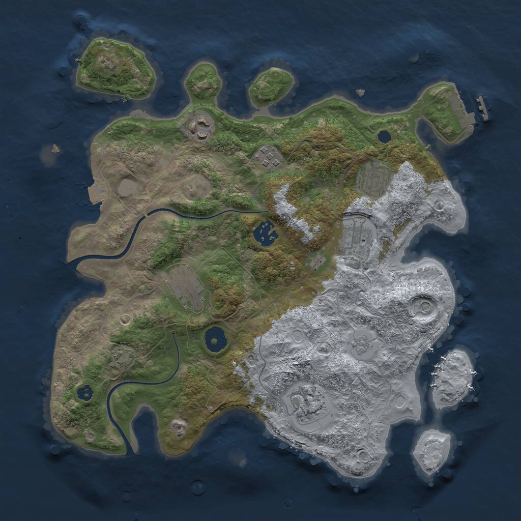 Rust Map: Procedural Map, Size: 3300, Seed: 2080066646, 12 Monuments