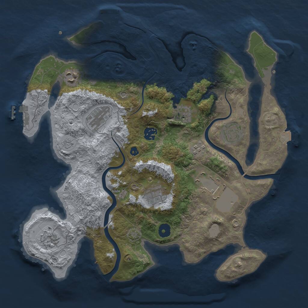 Rust Map: Procedural Map, Size: 3500, Seed: 1201147125, 15 Monuments