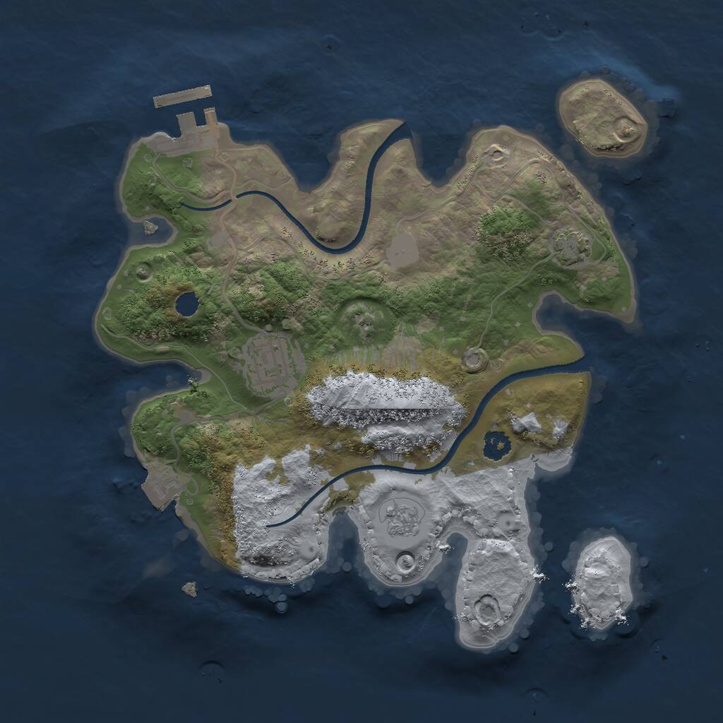 Rust Map: Procedural Map, Size: 2500, Seed: 617672355, 5 Monuments