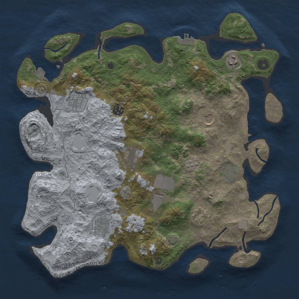 Rust Map: Procedural Map, Size: 3950, Seed: 237365504, 18 Monuments