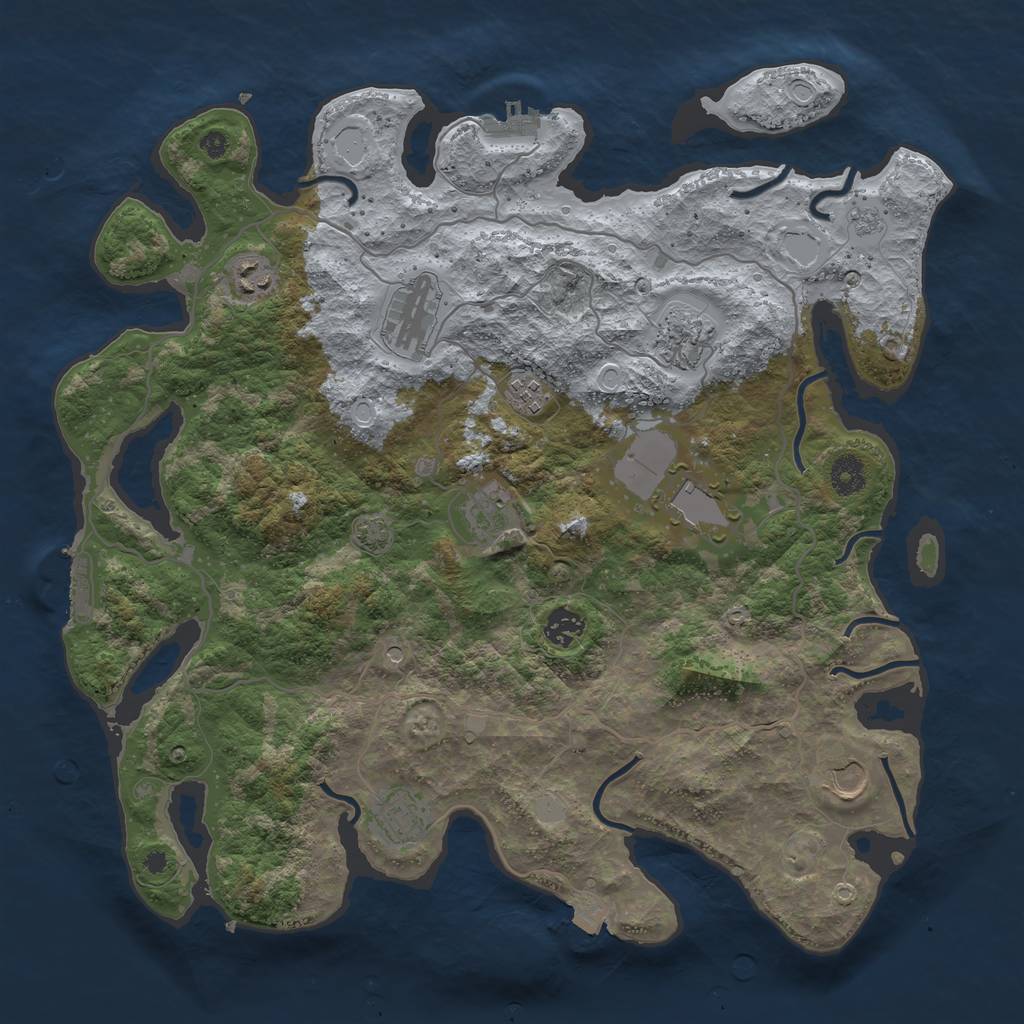 Rust Map: Procedural Map, Size: 4000, Seed: 1366796802, 17 Monuments