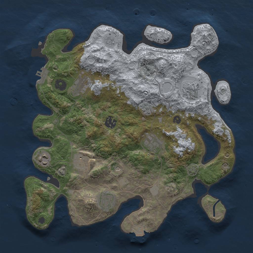 Rust Map: Procedural Map, Size: 3250, Seed: 1085031284, 15 Monuments