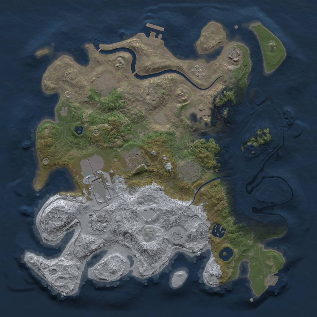 Rust Map: Procedural Map, Size: 3500, Seed: 242548176, 15 Monuments