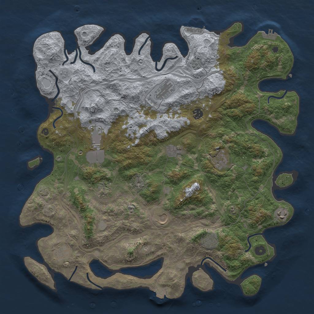 Rust Map: Procedural Map, Size: 4500, Seed: 1436403597, 19 Monuments