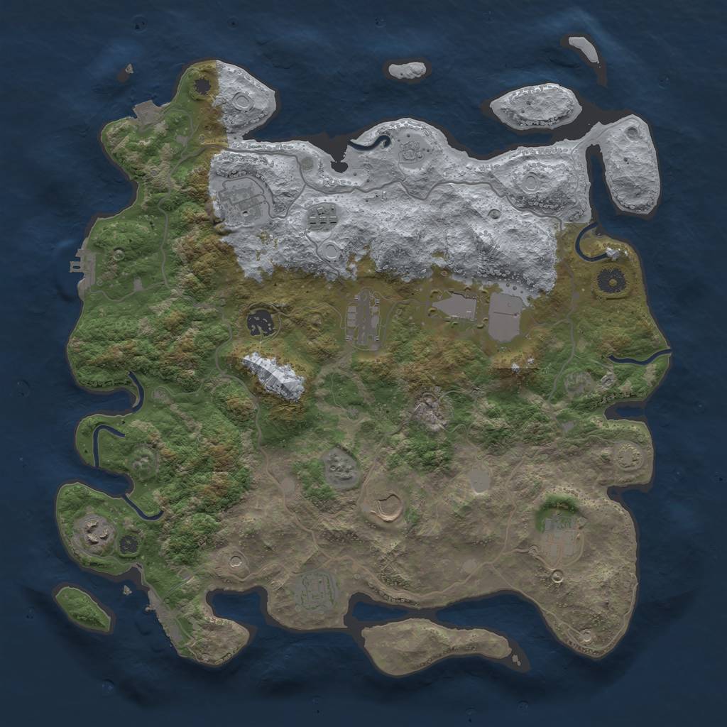 Rust Map: Procedural Map, Size: 4000, Seed: 1024788088, 17 Monuments