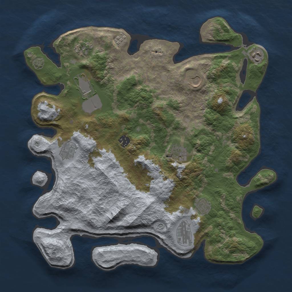 Rust Map: Barren, Size: 3900, Seed: 58407562, 14 Monuments