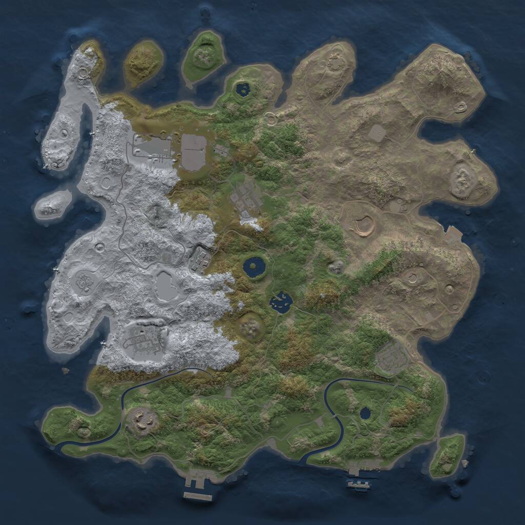 Rust Map: Procedural Map, Size: 3750, Seed: 1210660398, 14 Monuments