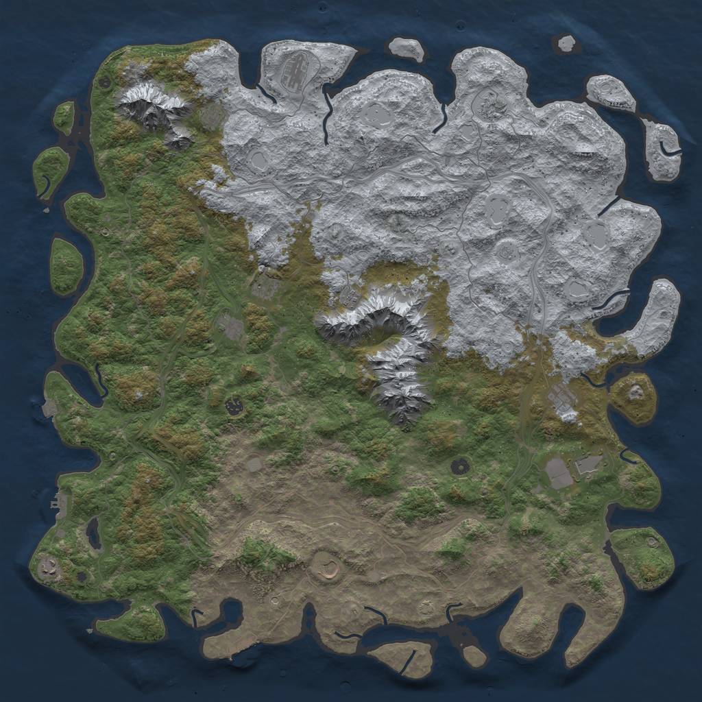 Rust Map: Procedural Map, Size: 6000, Seed: 803531132, 19 Monuments