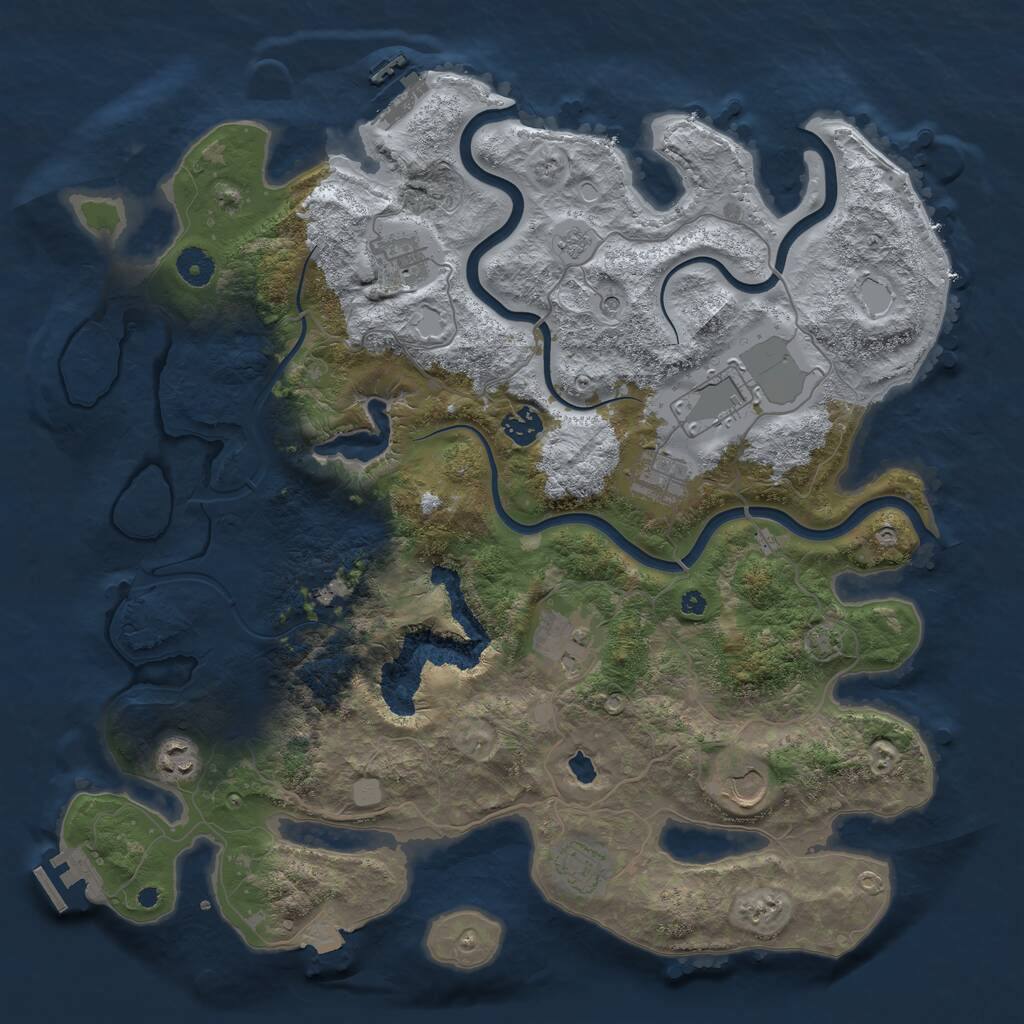 Rust Map: Procedural Map, Size: 4096, Seed: 1304263194, 15 Monuments
