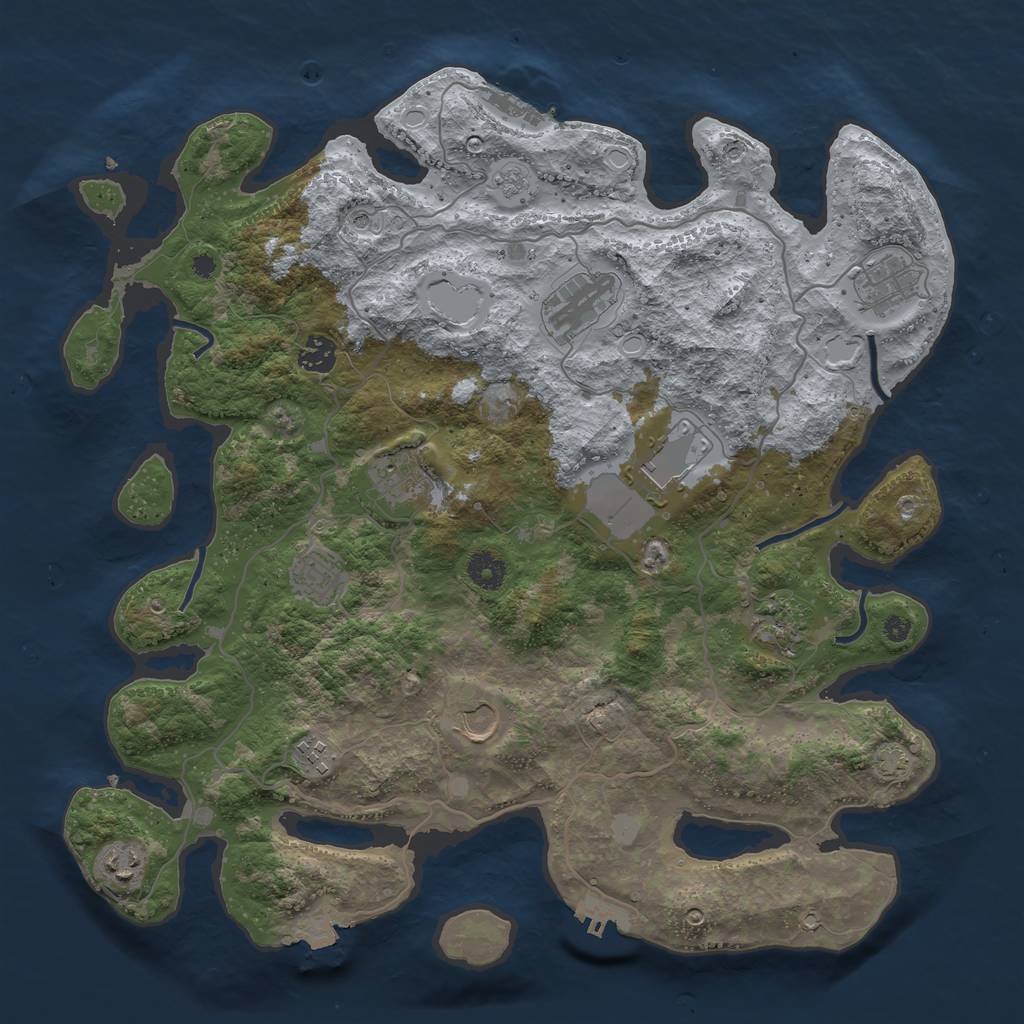 Rust Map: Procedural Map, Size: 4000, Seed: 1304263194, 18 Monuments