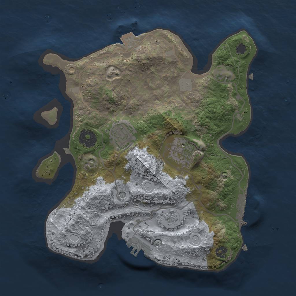 Rust Map: Procedural Map, Size: 2500, Seed: 799709599, 9 Monuments