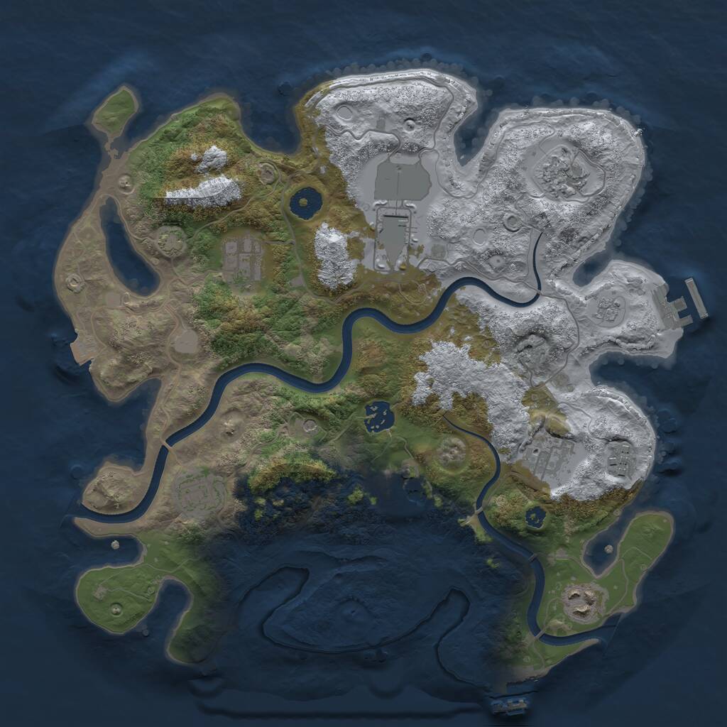 Rust Map: Procedural Map, Size: 3500, Seed: 273992740, 15 Monuments