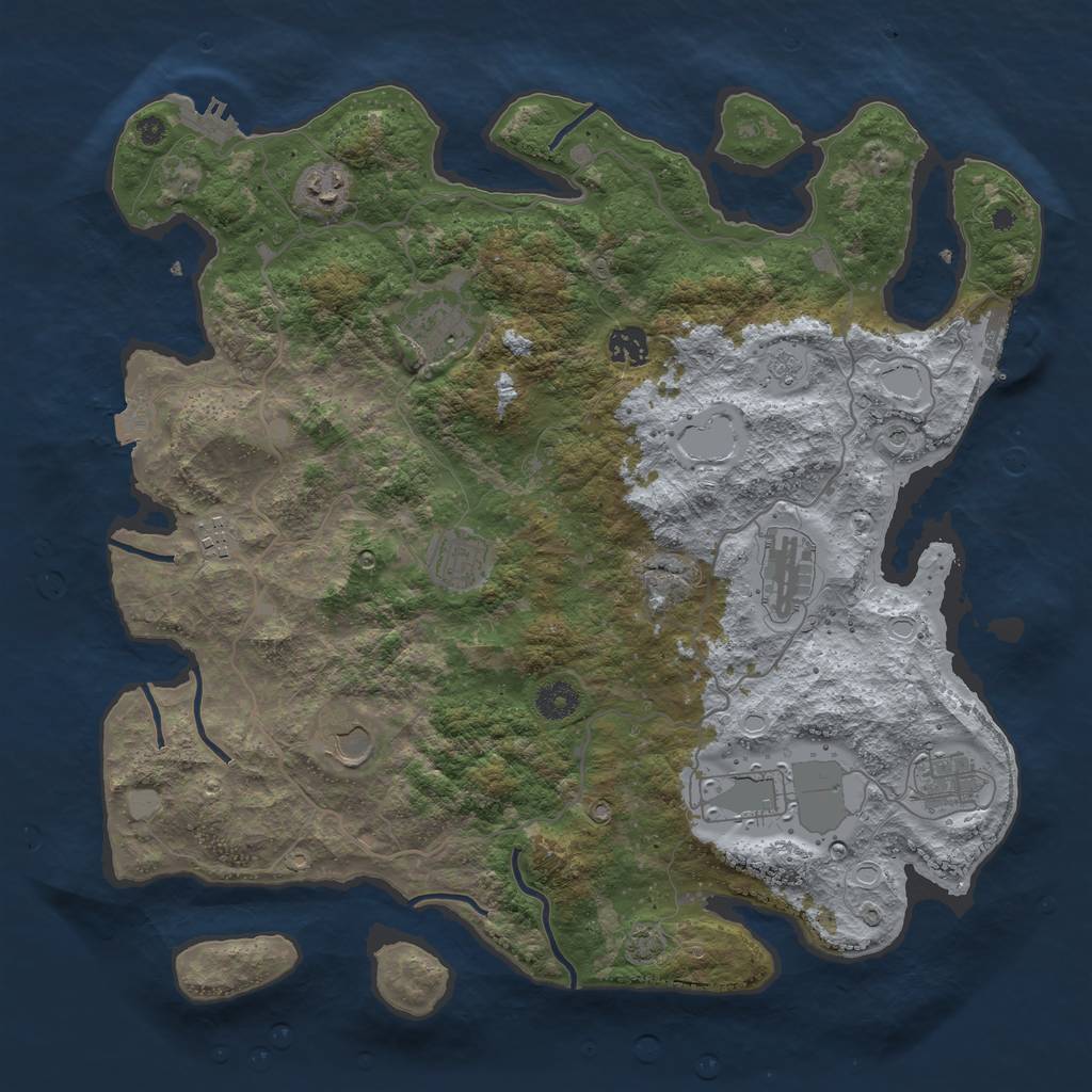 Rust Map: Procedural Map, Size: 4000, Seed: 11112, 17 Monuments