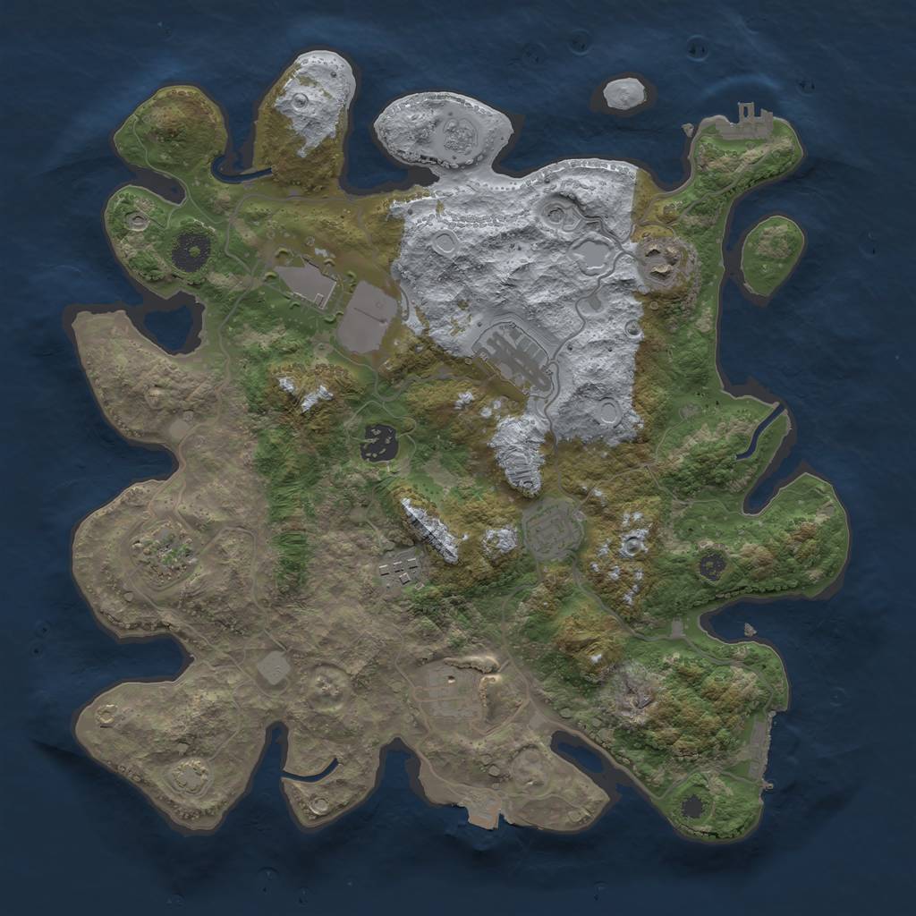 Rust Map: Procedural Map, Size: 3500, Seed: 63318, 16 Monuments