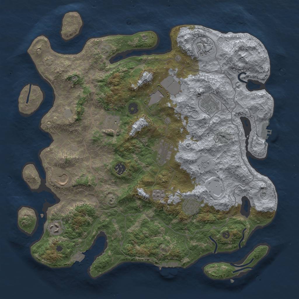 Rust Map: Procedural Map, Size: 4000, Seed: 1193373004, 18 Monuments