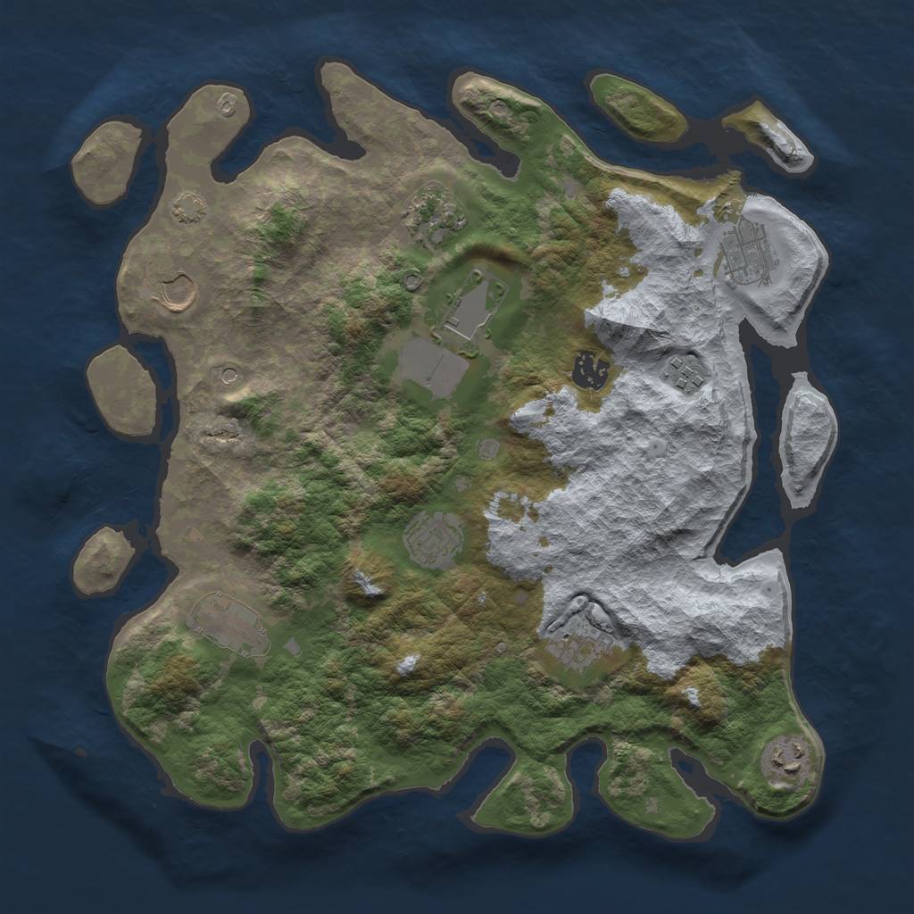 Rust Map: Barren, Size: 3650, Seed: 81781526, 14 Monuments